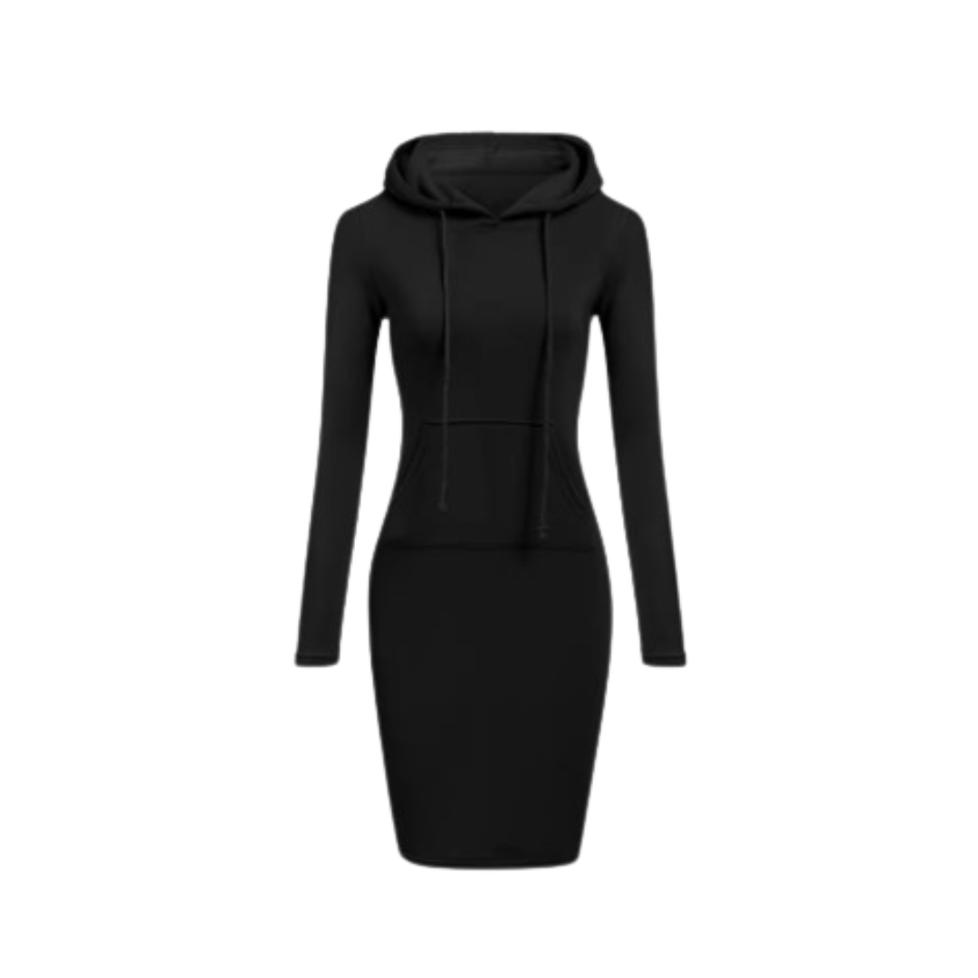 Robe à Capuche en Coton pour Femme Noire